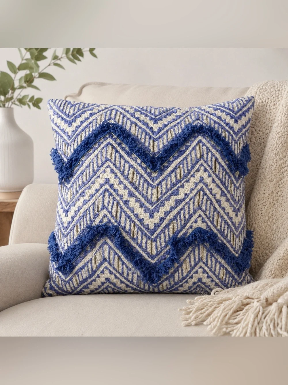 Pottery Barn 18” Chevron Decorative Pillow Wedgewood Marketing Sample NEW